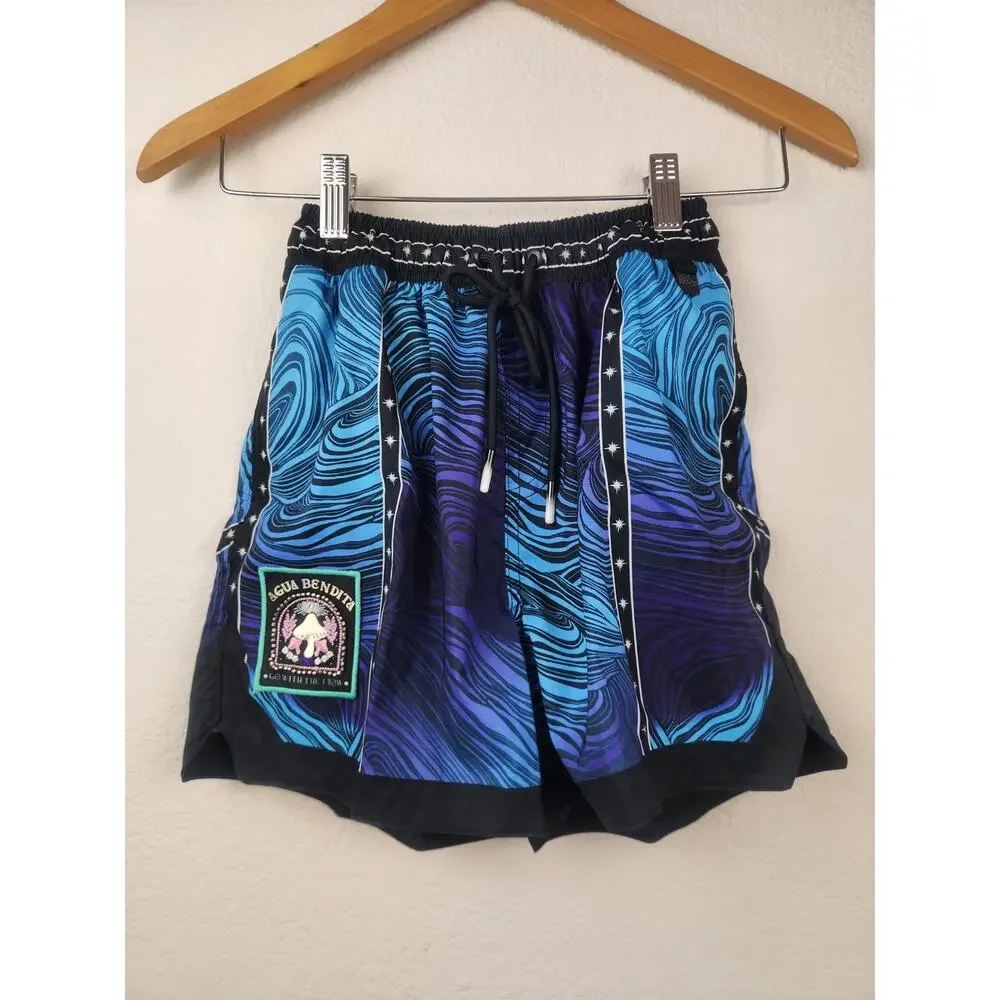 Agua Bendita Boys Luke Board Shorts in Blue Size 14 NWT